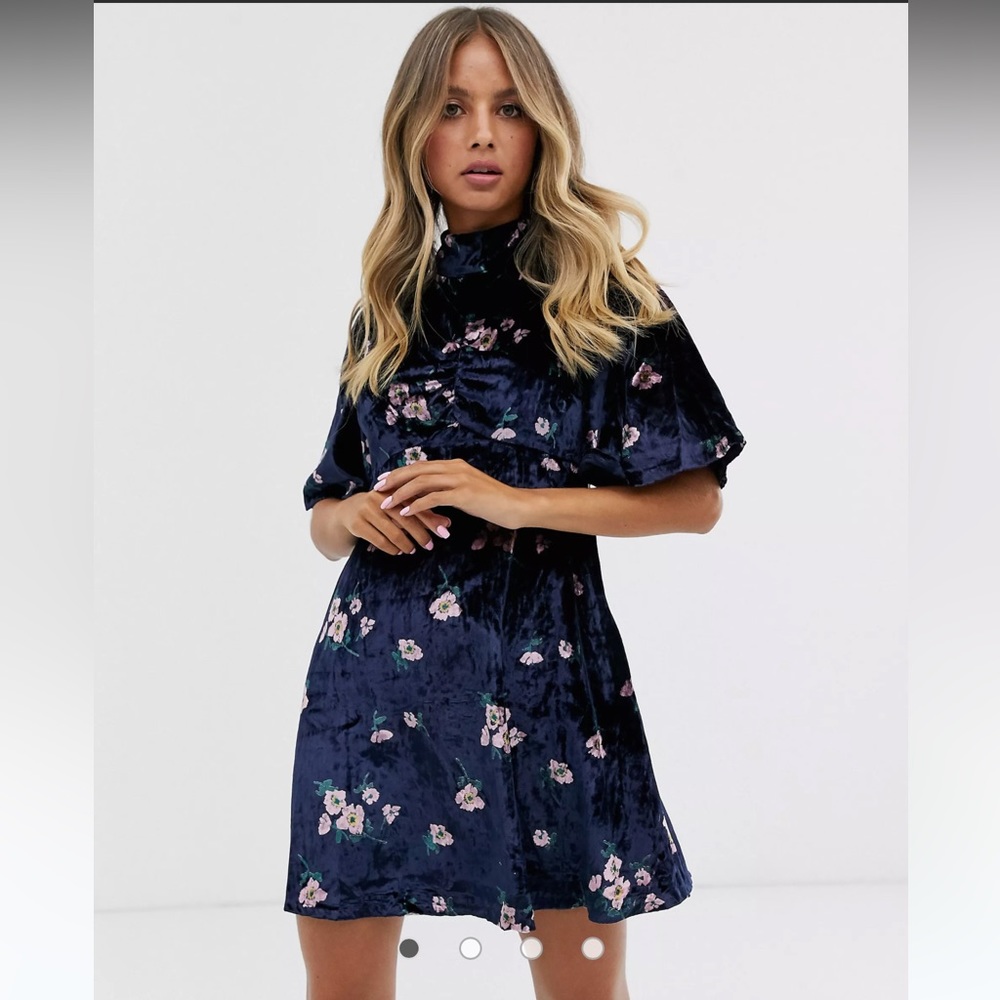 Free People Be My Baby floral print velvet dress